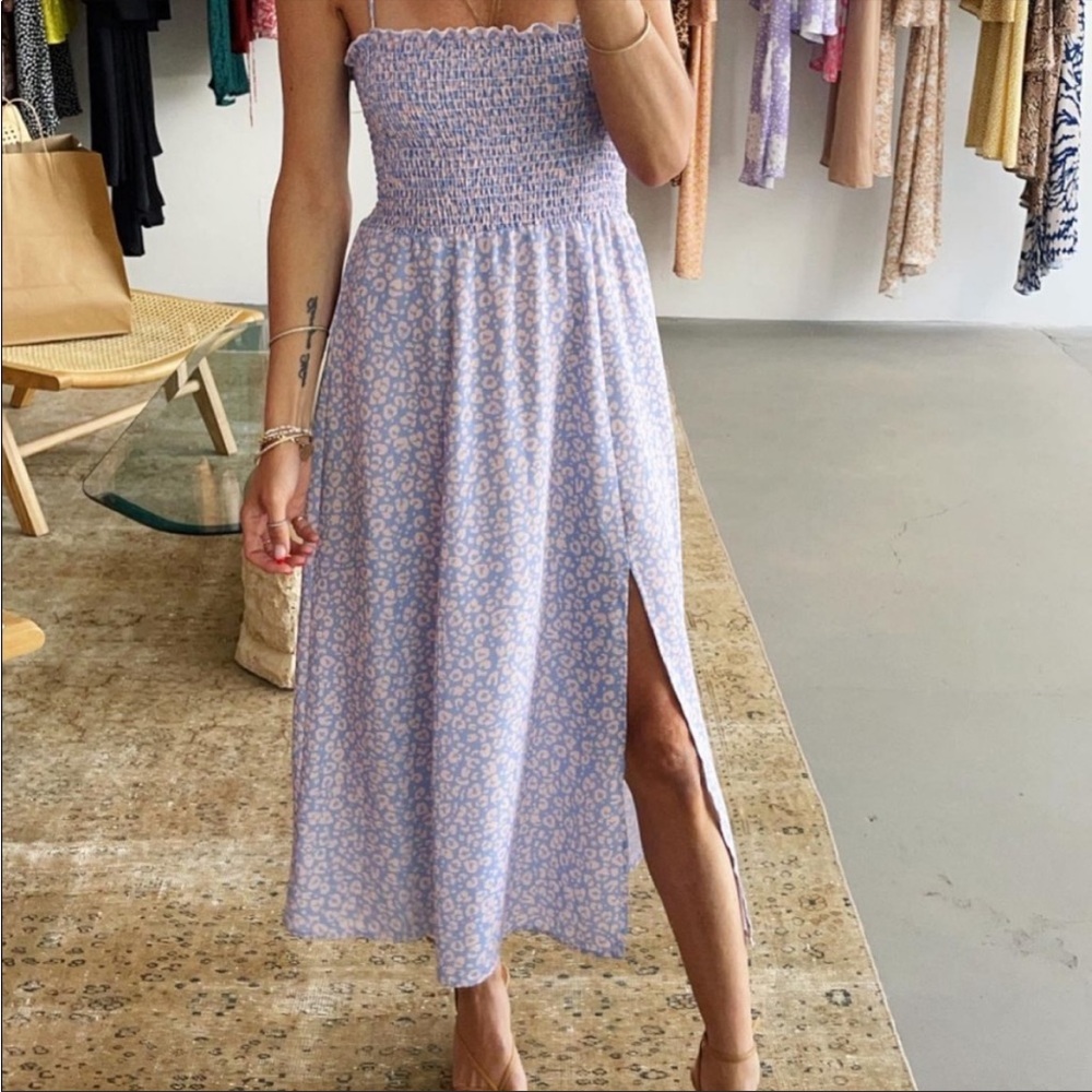 RESA Ashley midi dress with slit in Catalina, Small